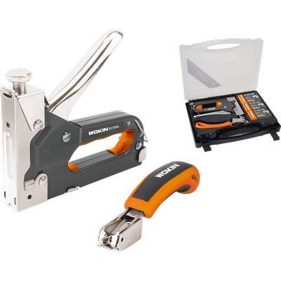 Fissatrice Manuale Kit 217301 Wokin Levapunti + 500 Punti+500 Chiodi+500 Punti