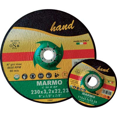 Disco Abrasivo Taglio Marmo Depresso Hand - Mm 115X22,2 H.Mm 3,2- 50 Pezzi