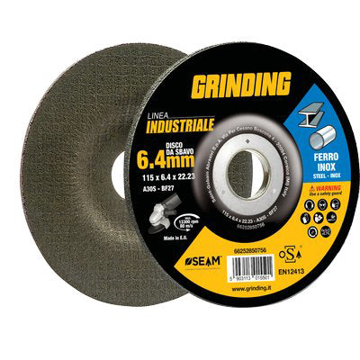 Disco Abrasivo Sbavo Ferro Depresso Industrial - Mm 115X22,2 H.Mm 6,4- 20 Pezzi