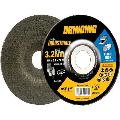 Disco Abrasivo Taglio Ferro Depresso Industrial - Mm 115X22,2 H.Mm 3,2- 40 Pezzi