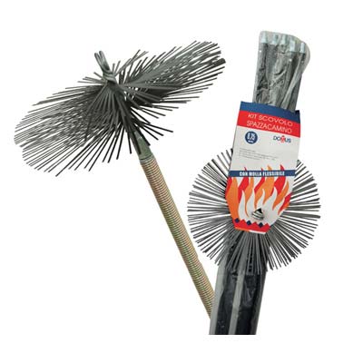 Scovolo Acciaio Kit Pulizia Camino + Molla Domus - Mm 250 H.Mt 8,40- 1 Confezioni