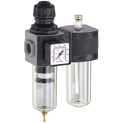 Gruppo Filtro Regolatore Lubrificatore E/22/2 Ani Modulare Attacco 3/8F +Manometro