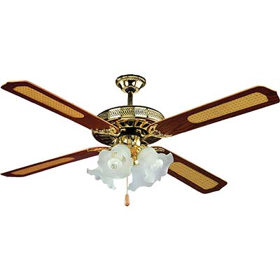 Ventilatore Da Soffitto Country Effe Noce Volt 230 Watt 70 Cm 130 Vel 3 + 4 Luci + Inv
