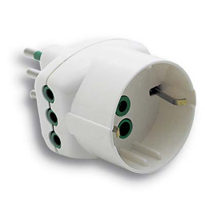 Adattatore Triplo 10A-10A+Schuko Fme - Bianco 2P+T- 5 Pezzi