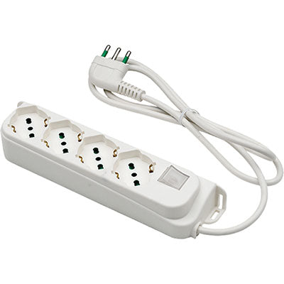 Multipresa Bipasso Schuko + Int.Lum Retail Fme - Bianco Posti 4 2P+T 16A N°Xmmq 3X10 Mt 15- 2 Pezzi