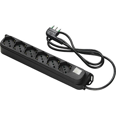 Multipresa Bipasso Schuko + Int.Lum Retail Fme - Nero Posti 6 2P+T 16A N°Xmmq 3X10 Mt 15- 2 Pezzi