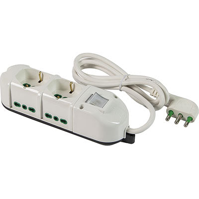 Multipresa Bipasso + Schuko + Int.Lum Retail Fme - Bianco Posti 6 2P+T 16A N°Xmmq 3X10 Mt 15- 2 Pezzi