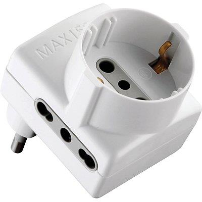 Adattatore Triplo 16A-16A+Schuko Electraline - Bianco 2P+T Asimmetrico- 5 Pezzi