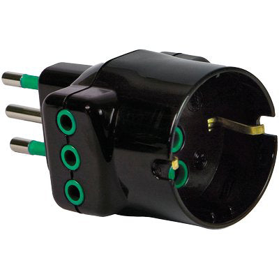 Adattatore Triplo 16A- 16A Bipasso +Schuko Garanti - Nero 2P+T- 10 Pezzi