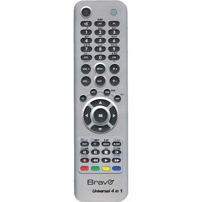 Telecomando Universale 4 In 1 Bravo Tv + Dtt + Dvd + Sky Memoria Banchi 4