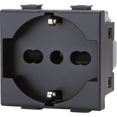Presa Schuko + Sicurezza Abm - Nero Volt 250 A 10/16 2P+T- 8 Pezzi