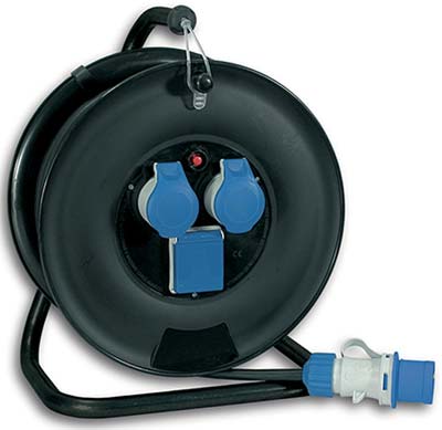 Avvolgicavo Industriale Blu Ip44 Fme 2P+T 16A X2 N°Xmmq 3X25 Mt 30