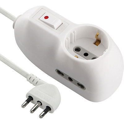 Multipresa Bip. + Schuko +Termico 620 Electraline - Bianco Posti 3 2P+T 10A N°Xmmq 3X075 Mt 1- 2 Pezzi