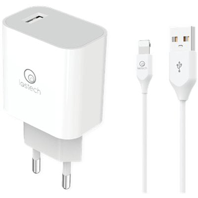 Caricabatteria Smartphone Rapido Ls-N Lostech - Lightning Bianco Volt 220 + Cavo Cm 100- 3 Pezzi