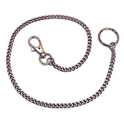 Portachiave Moschettone Mini + Catenella - Zama Nichelata + Anello Cm 47- 20 Pezzi