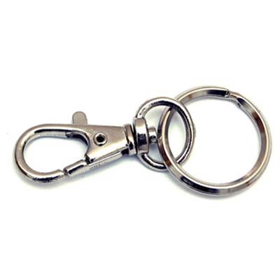 Moschettone Portachiave Mini - Zama Nichelata + Givolare+Anello Mm 45- 50 Pezzi