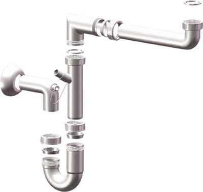 Sifone Pp Salvaspazio 1 Vasca + 1 Attacco - Bianco Mm 40 11/2- 5 Pezzi