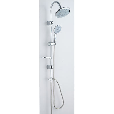 Saliscendi Soffione + Doccetta 5 Getti Edera Effe Acciaio Inox Tubo Mm 22 + Flex Cm 150 + D.Mm 82