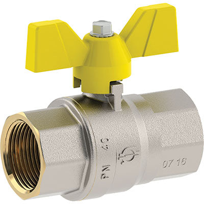 Valvola Sfera Gas + Farfalla Ff Futurgas Fiv - Ottone Nichelato 3/4F- 4 Pezzi