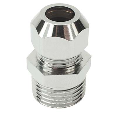 Stringitubo Filetto Maschio X Canna Rame Cromato - Ottone Cromato Mm 10X1/2M- 5 Pezzi