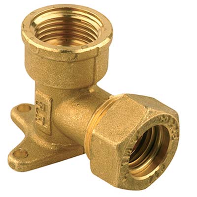 Gomito Stringitubo Filetto Femmina + Staffa X Rame - Ottone Mm 14X1/2F- 10 Pezzi