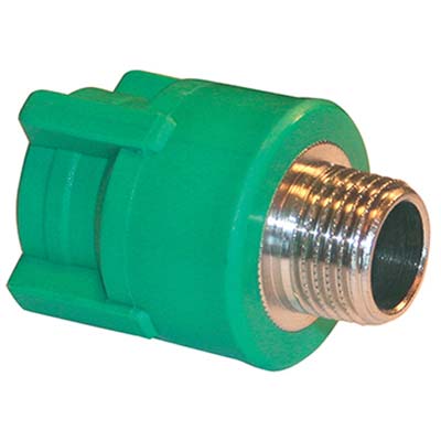 Manicotto Ppr A Saldare Filetto Maschio - Verde/Ottone Mm 25X3/4M- 10 Pezzi