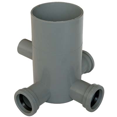 Pozzetto Wc Scarico 3 Ingressi + 1 Uscita - Pp Grigio Mm 40 H.Mm 120- 2 Pezzi