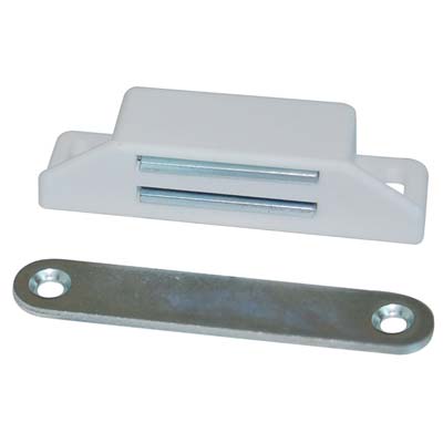 Cricchetto Magnetico Sportelli 658 - Mm 65X19 H.Mm 15 Kg 8 + Incontro Bianco- 50 Pezzi