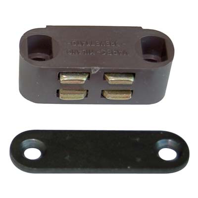 Cricchetto Magnetico Sportelli Uc9 Varec - Mm 35 H.Mm 12 Kg 3 + Incontro Marrone- 12 Pezzi