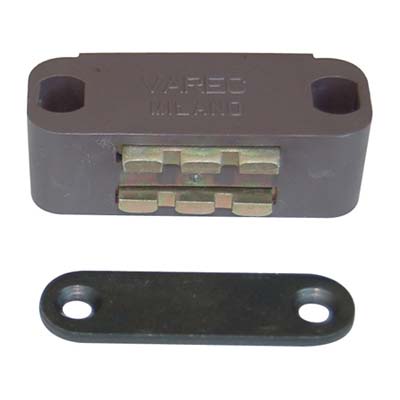 Cricchetto Magnetico Sportelli Uc14 Varec - Mm 45 H.Mm 20 Kg 7 + Incontro Marrone- 12 Pezzi