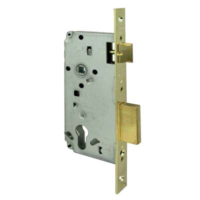 Serratura Legno Infilare 5C611 Logo B.Quadro Ottonato F.Mm 22 F.Sagom M2+Scr E.Mm 50