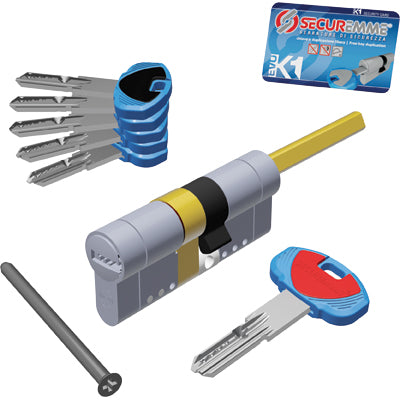 Cilindro Sagomato Evo K1 3100Q Pomolo Securemme Ott.Nich.Satin Chiavi 5 Mm 70 30+40