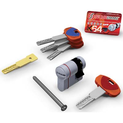 Mezzo Cilindro Sagomato Evo K64 Hand Securemme Cromo Satinato Chiavi 3 Mm 40 30+10