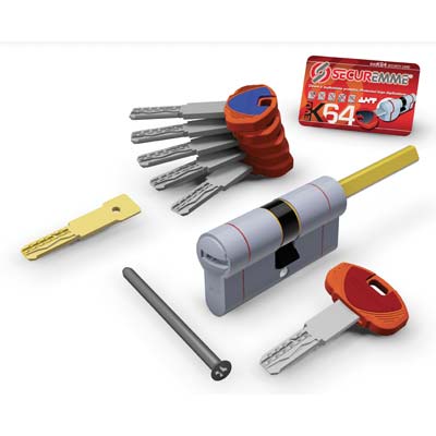 Cilindro Sagom Evo K64 36Q Hand Pomolo Securemme Ott.Nich.Satin Chiavi 5 Mm 70 31+41