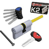 Cilindro Sagomato K2 3200Q X Pomolo Securemme Ott.Nich.Satin Chiavi 5 Mm 80 30+50