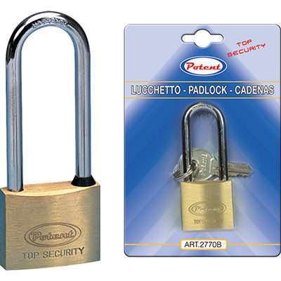 Lucchetto Arco Lungo 2700B Potent - Ottone Arco Cromato Chiavi 2 Mm 50X81- 6 Pezzi