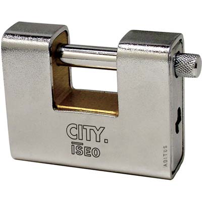 Lucchetto Antiscasso Corazzato Aditus Ka Iseo - Ottone/Acciaio Sabbiato Chiavi 3 Mm 90- 6 Pezzi