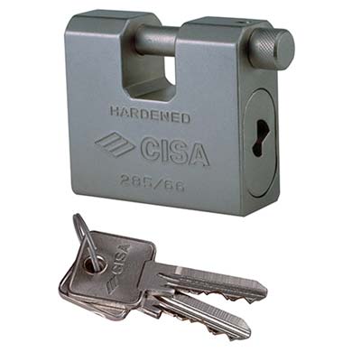 Lucchetto Antiscasso 28550 Cisa Acciaio Carbonitrurato Chiavi 2 Mm 75