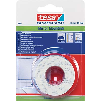 Nastro Biadesivo Specchi Mounting 66952 Tesa - Mm 19 Ml 1,5- 12 Pezzi