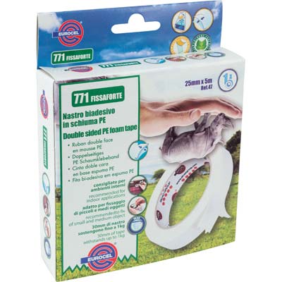Nastro Biadesivo 771 Fissaforte Eurocel - Mm 25 Ml 5- 10 Pezzi