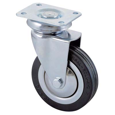 Ruota A Forcella Girevole 155 Avo A/Cromato/Gomma Nera D.Mm 60X24 P.Mm 64X50