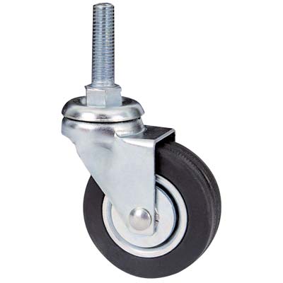 Ruota A Forcella Girevole Perno Filettato 160B Avo - A/Zincr/Gomma Nera D.Mm 40X18 F.Ma 8X30- 4 Pezzi