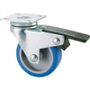 Ruota A Forcella Girevole + Fermo 221Bis Avo - A/Zincr/Gomma Blu P.Mm 40X40 D.Mm 50X18- 4 Pezzi