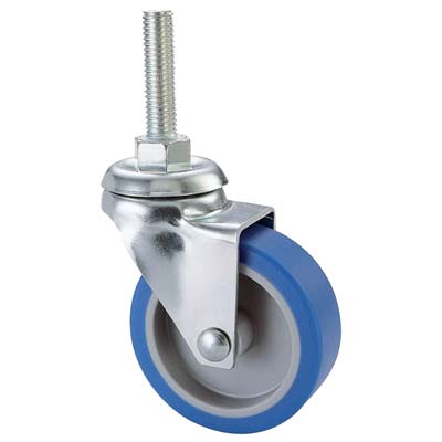 Ruota A Forcella Girevole Perno Filettato 221B Avo - A/Zincr/Gomma Blu F.Ma 8X30 D.Mm 40X18- 4 Pezzi