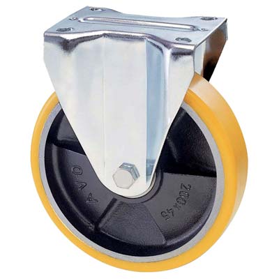 Ruota A Forcella Su Piastra 22A Avo A/Zincr/Pol.Gial D/Ghisa D.Mm 125X25 P.Mm 100X85