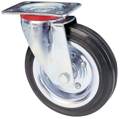 Ruota A Forcella Girevole 80 Avo - A/Zincr/Gomma Nera D.Mm 80X25 P.Mm 100X85- 2 Pezzi