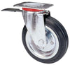 Ruota A Forcella Girevole + Fermo 80Bis Avo A/Zincr/Gomma Nera D.Mm 125X37 P.Mm 115X85