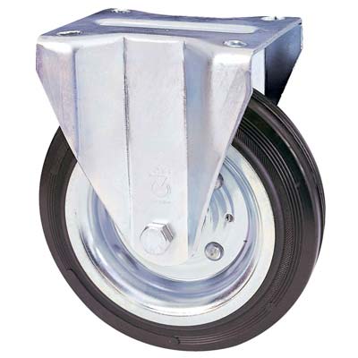 Ruota A Forcella Su Piastra 80A Avo A/Zincr/Gomma Nera D.Mm 200X50 P.Mm 140X110