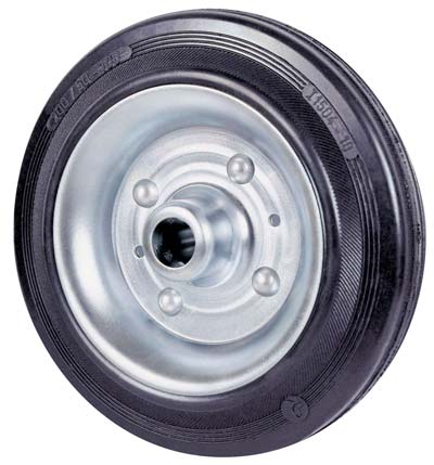 Ruota Gomma Nera 112 Avo - Disco Acciaio + Cuscinetti A Rulli D.Mm 160X40- 2 Pezzi