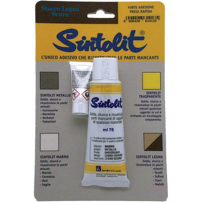 Stucco Legno Fai Da Te Self Sintolit - Scuro Ml 75- 2 Pezzi